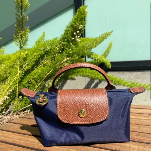 Longchamp Le Pliage Mini Pouch Navy Blue | Crossbody, Top Handle, Makeup Bag - Picture 1 of 9